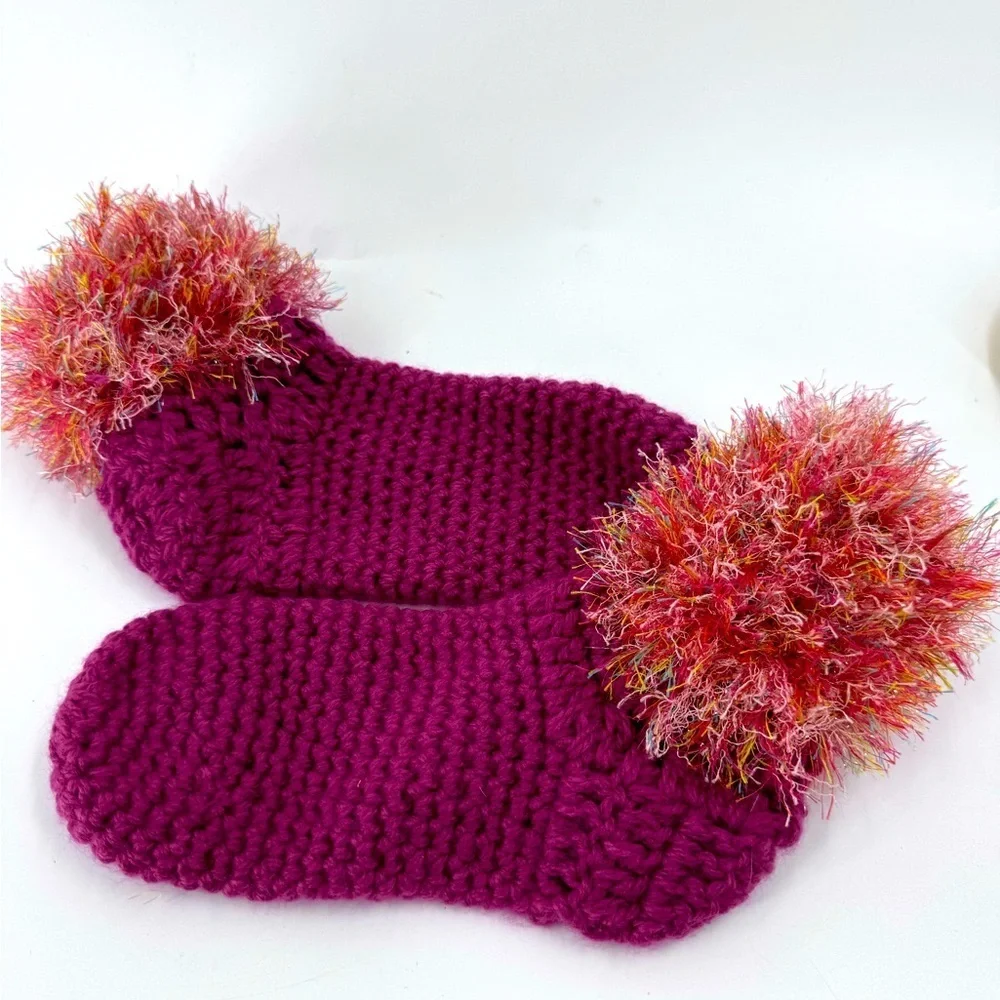 Unbranded Hand Knitted Socks with‎ Pom